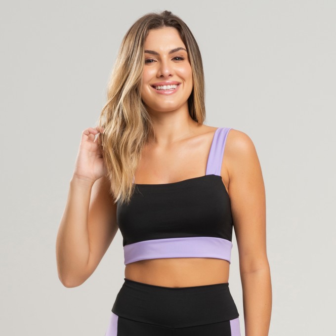 Top De Academia Fitness Euphoria Preto Lilás