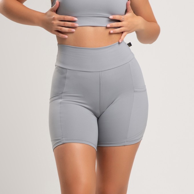 Short Fitness Básico Com Bolso Nas Laterais Mescla