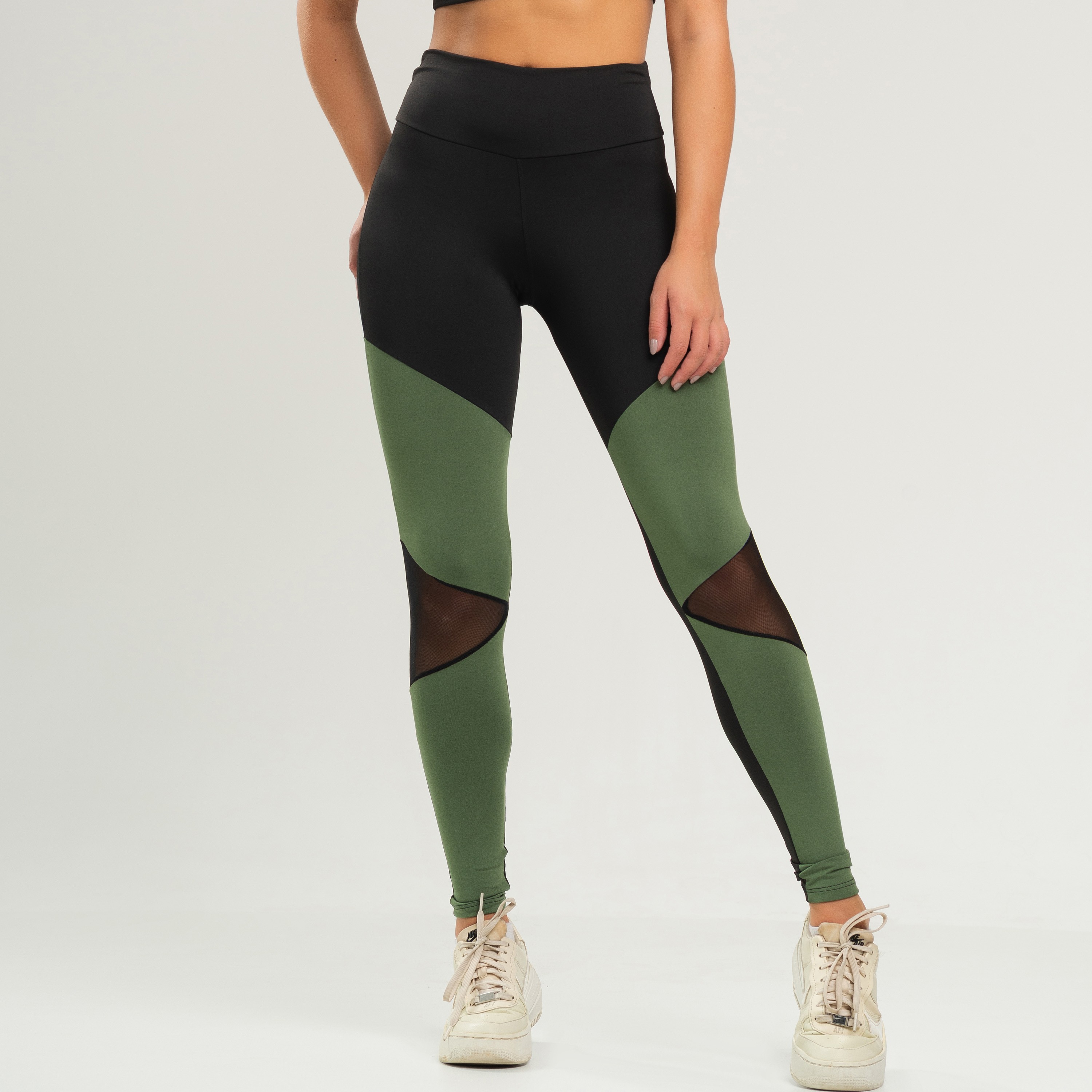 Calça Com Tela Frontal Move Preto com Militar