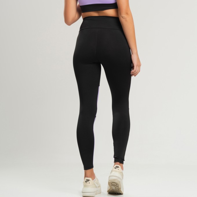Calça Com Tela Frontal Move Preto com Lilás