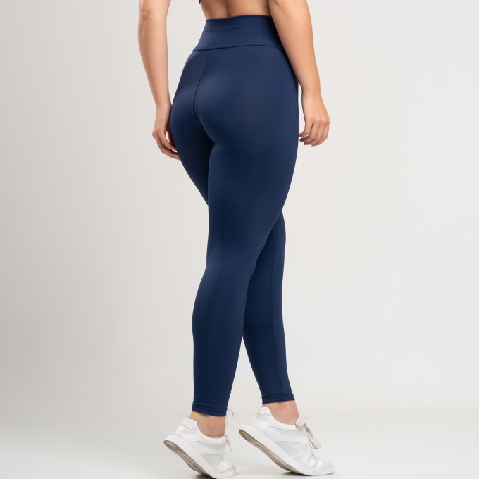 Calça Legging Básica Lisa Poliamida Marinho