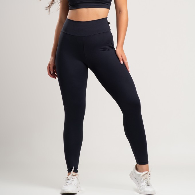 Calça Legging Básica Lisa Poliamida Preto