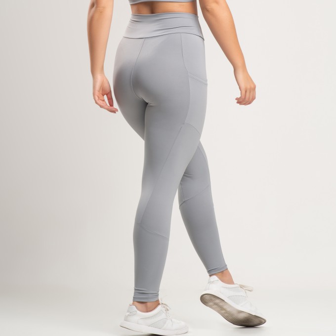 Calça Legging Fitness Feminina Básica Com Bolso Mescla