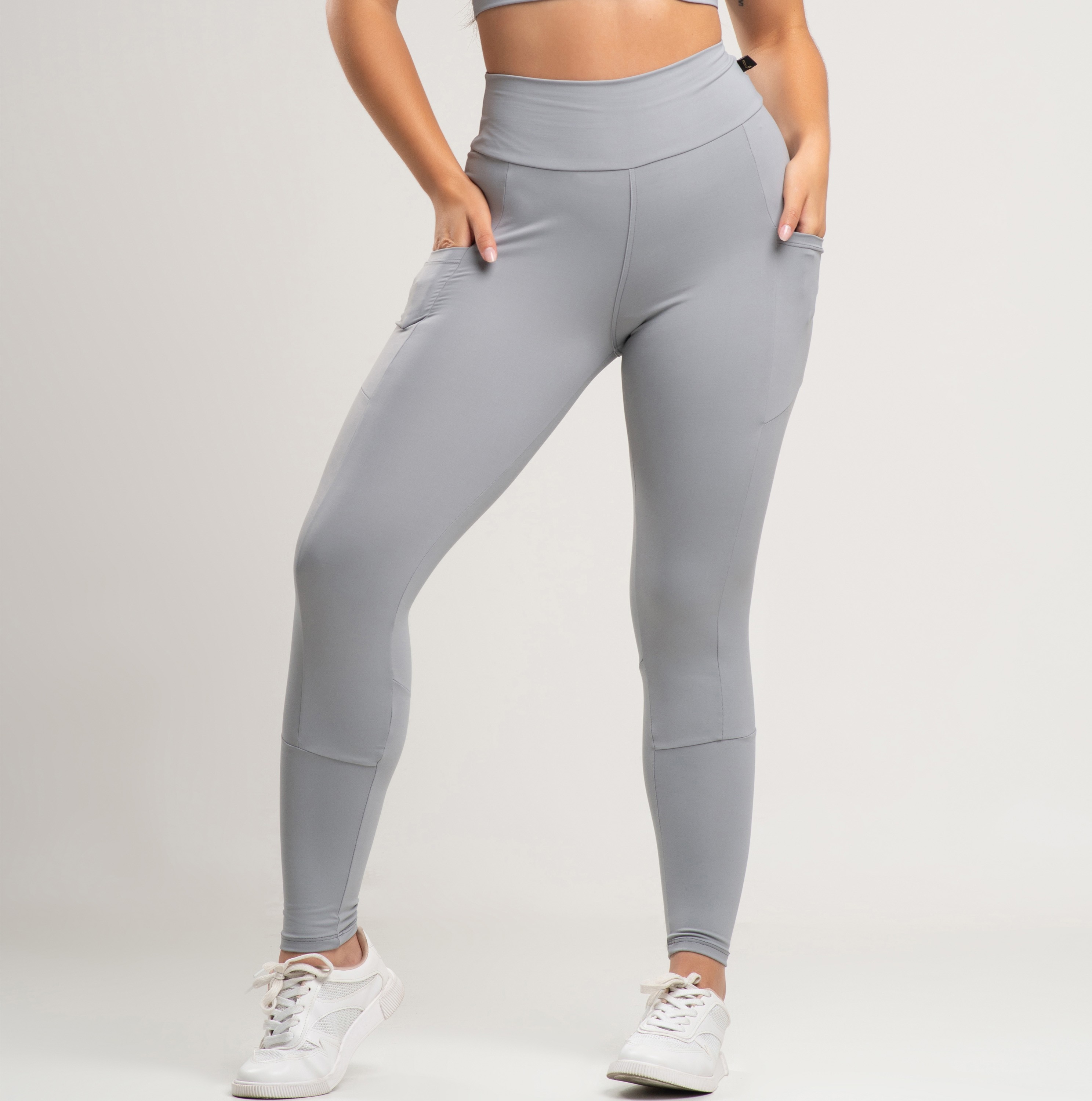 Calça Legging Fitness Feminina Básica Com Bolso Mescla