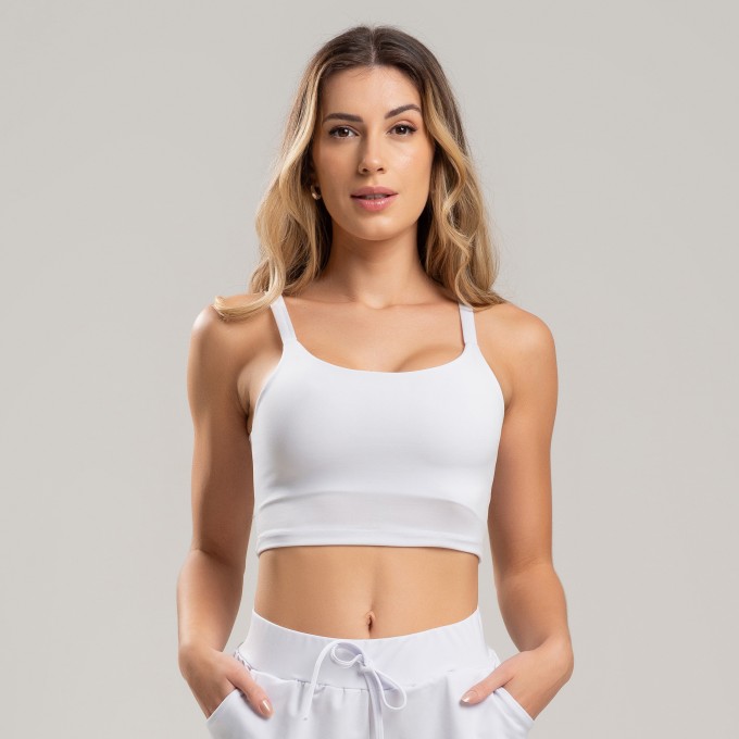 Top Cropped Embutido Branco