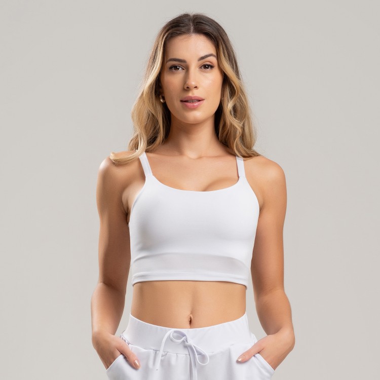 Top Cropped Embutido Branco