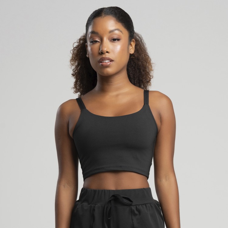 Top Cropped Embutido Preto