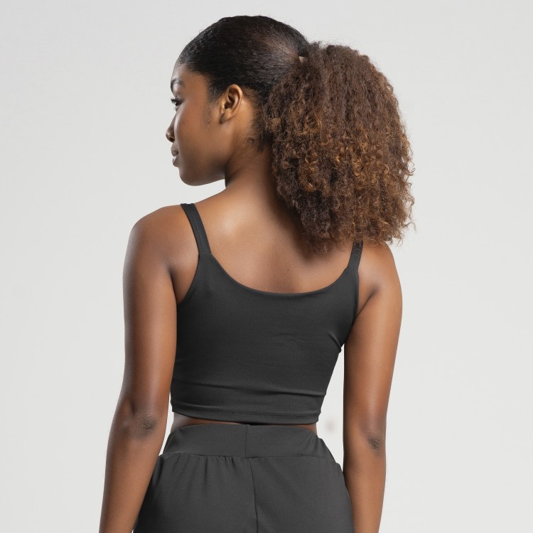 Top Cropped Embutido Preto