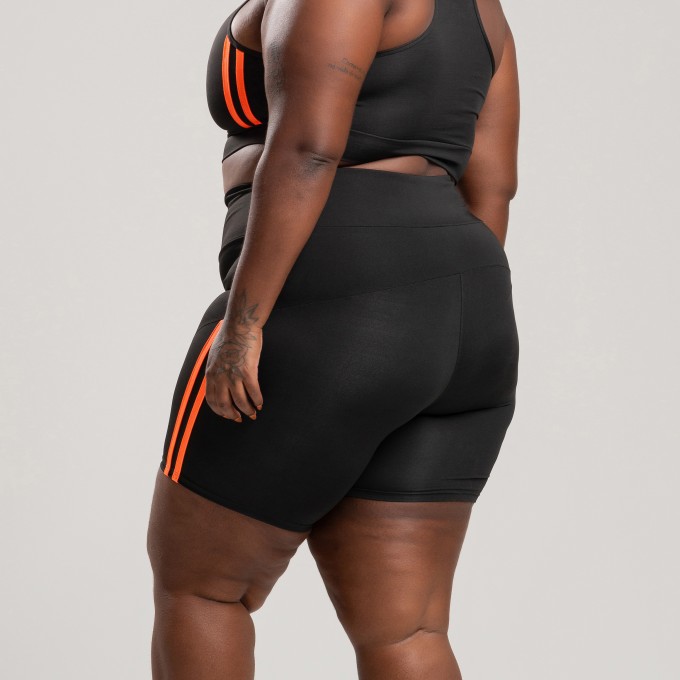 Short Duas Listras Laranja Plus size