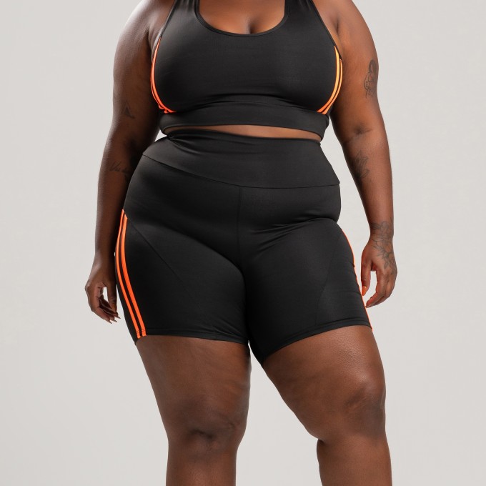 Short Duas Listras Laranja Plus size