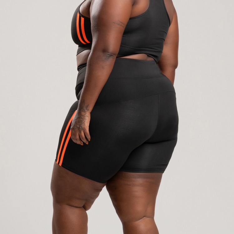 Short Duas Listras Laranja Plus size