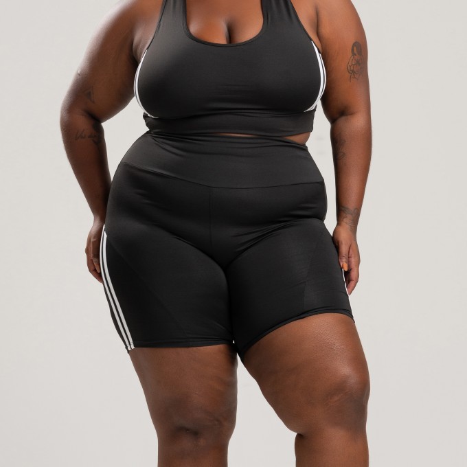 Short Duas Listras Branco Plus size