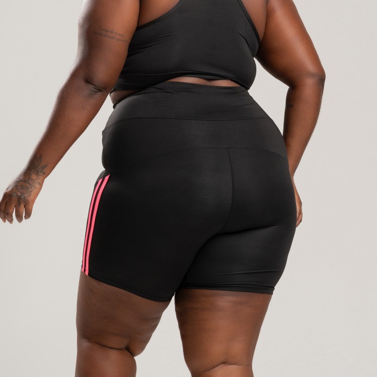 Short Duas Listras Rosa Plus size