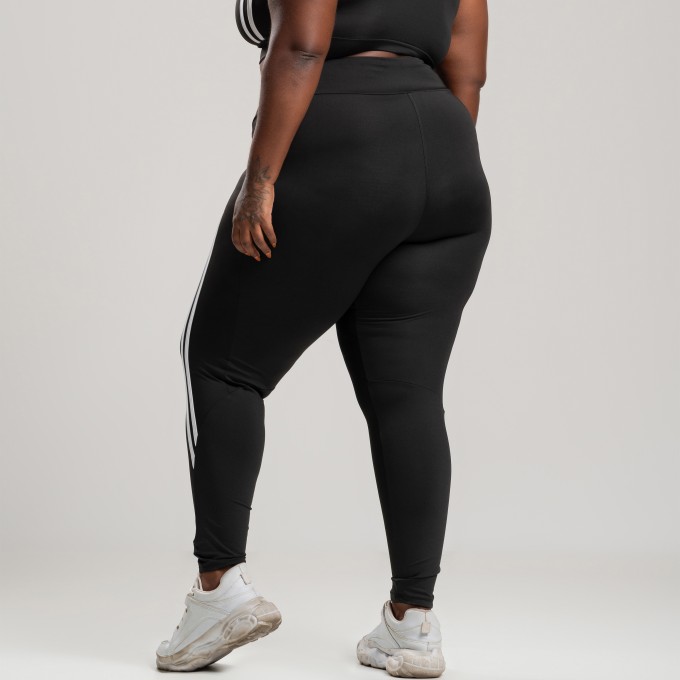 Calça Legging Duas Listras Branco Plus Size