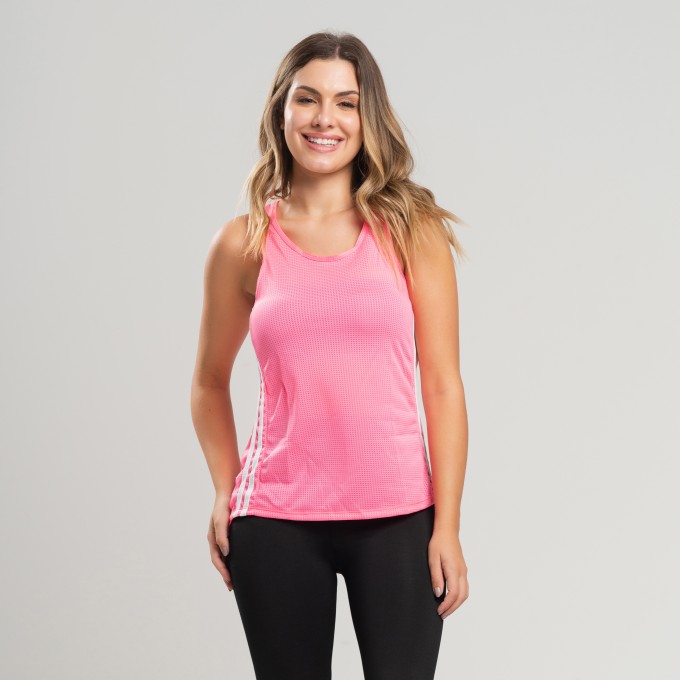 Regata Rosa Com Detalhe Duas Listras Na Lateral