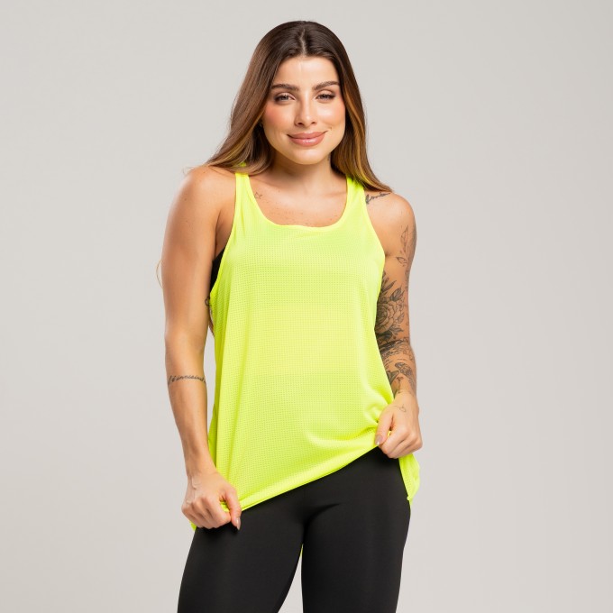 Regata Básica Dry Lisa Amarelo Neon