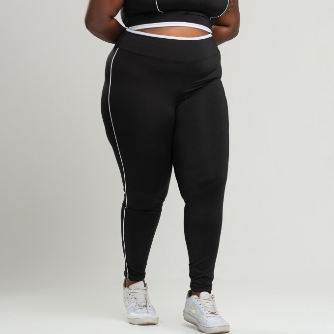 Calça Legging Plus Size com Detalhe em Vivo Branco