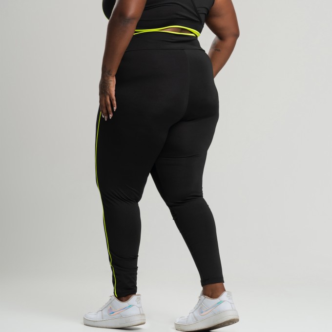 Calça Legging Plus Size com Detalhe em Vivo Amarelo Neon