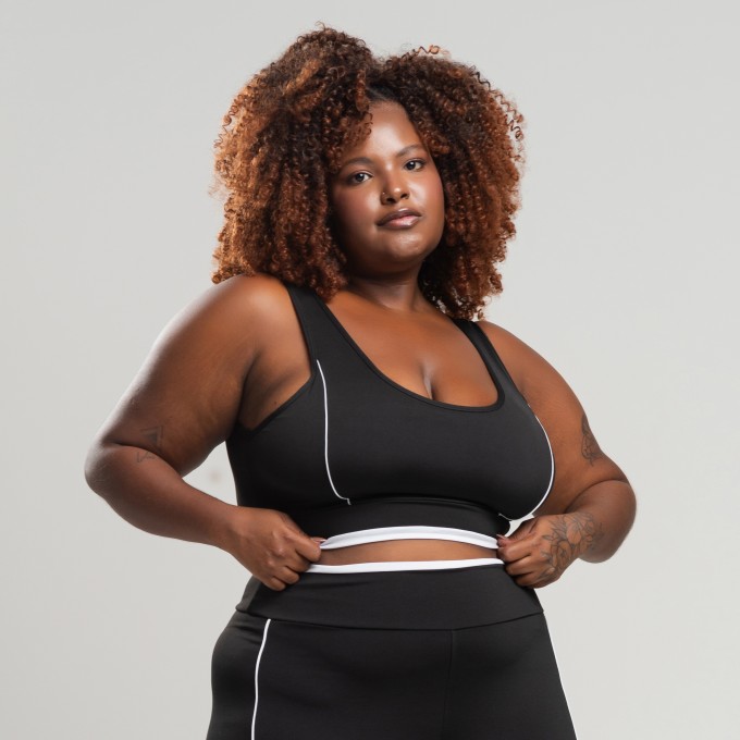Top Nadador Plus Size com Detalhe em Vivo Branco