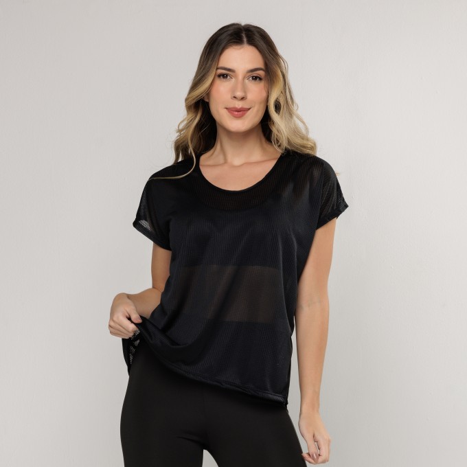 Blusa Dry Manguinha Preta