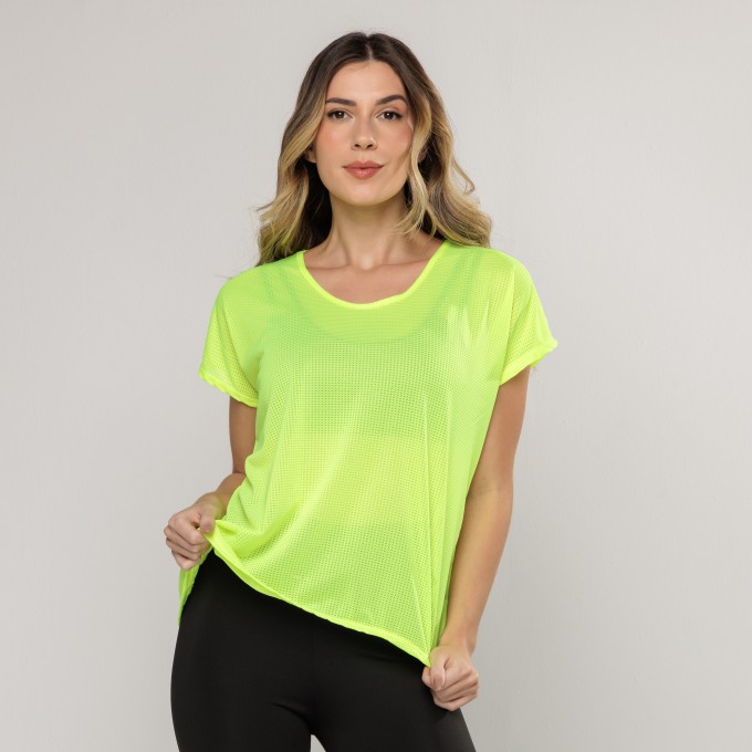 Blusa Dry Manguinha Amarela Neon