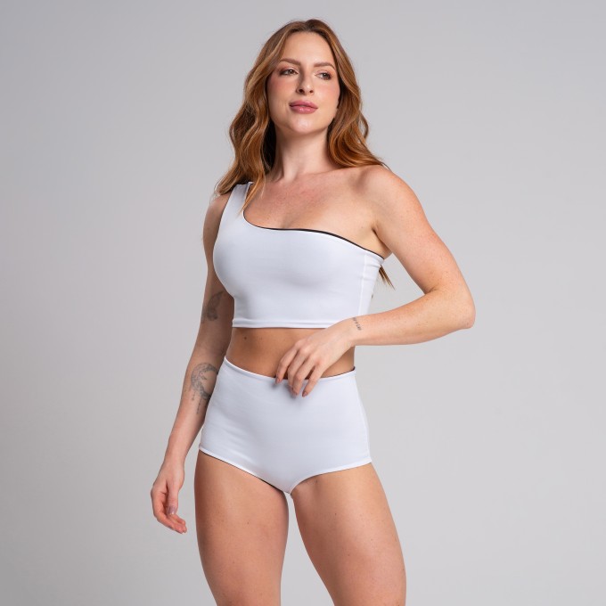 Conjunto Biquíni Hot Pant Dupla Face Preto e Branco