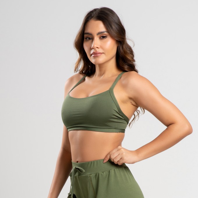 Top Fitness Duas Tiras Verde Militar