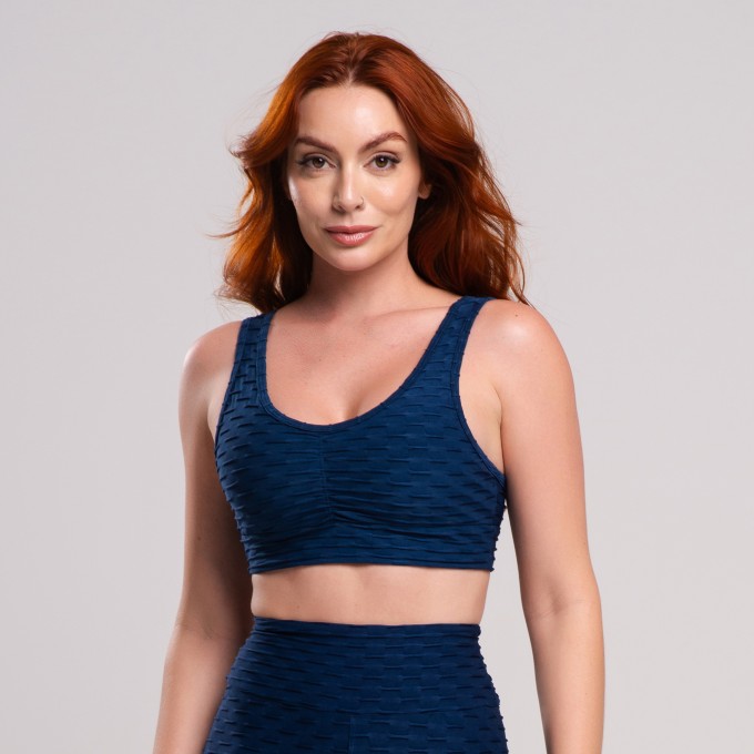 Top Alça Fitness Feminino Wave Marinho