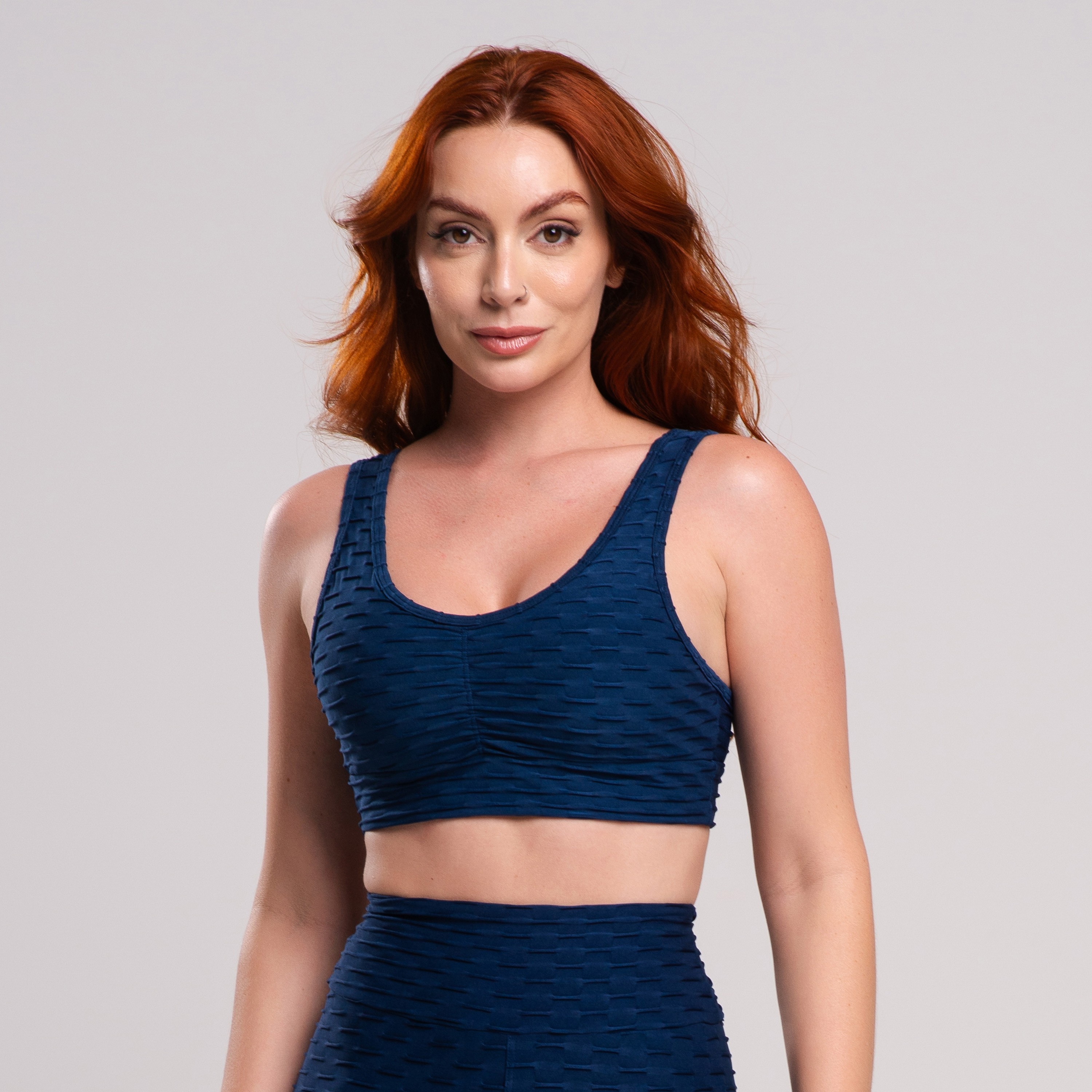 Top Alça Fitness Feminino Wave Marinho