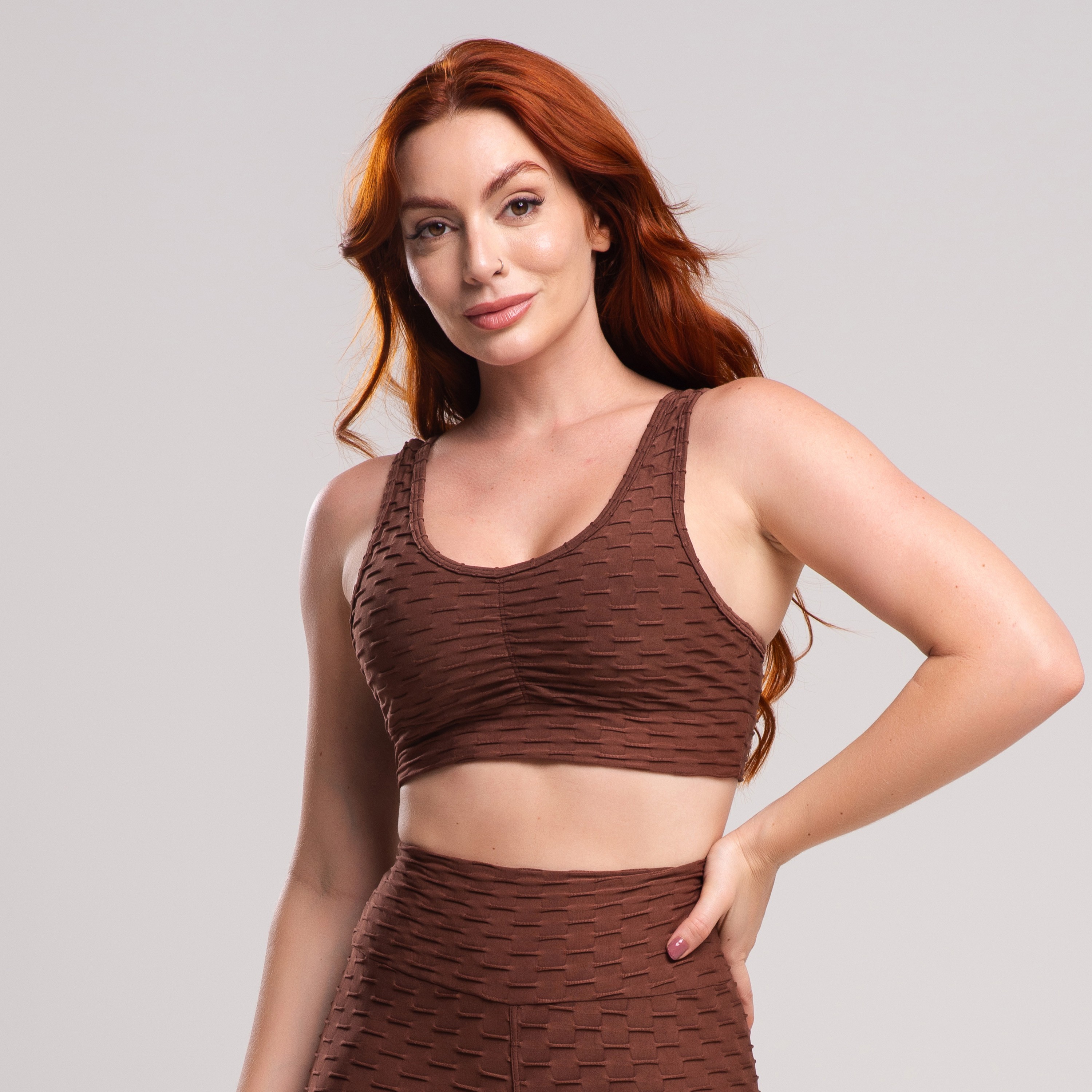 Top Alça Fitness Feminino Wave Marrom
