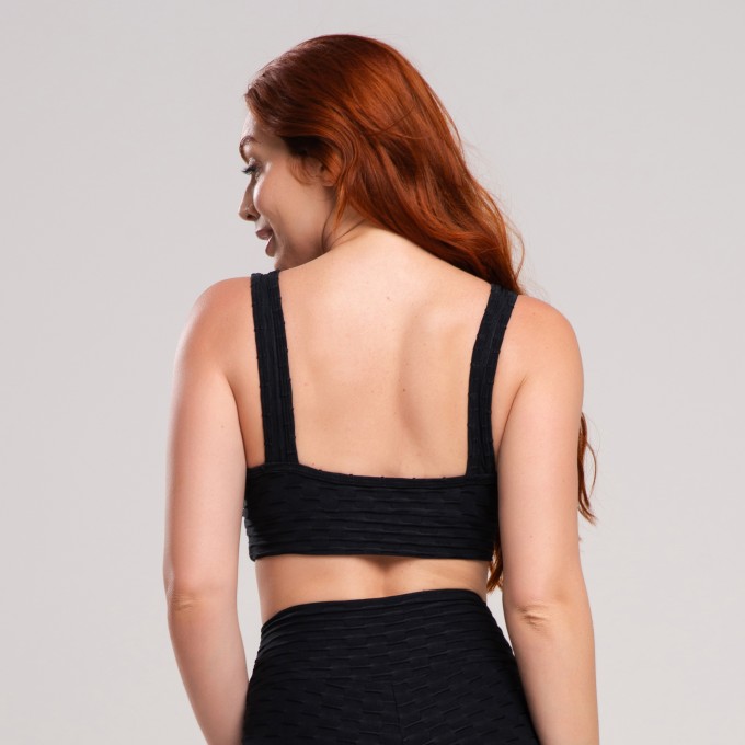 Top Alça Fitness Feminino Wave Preto