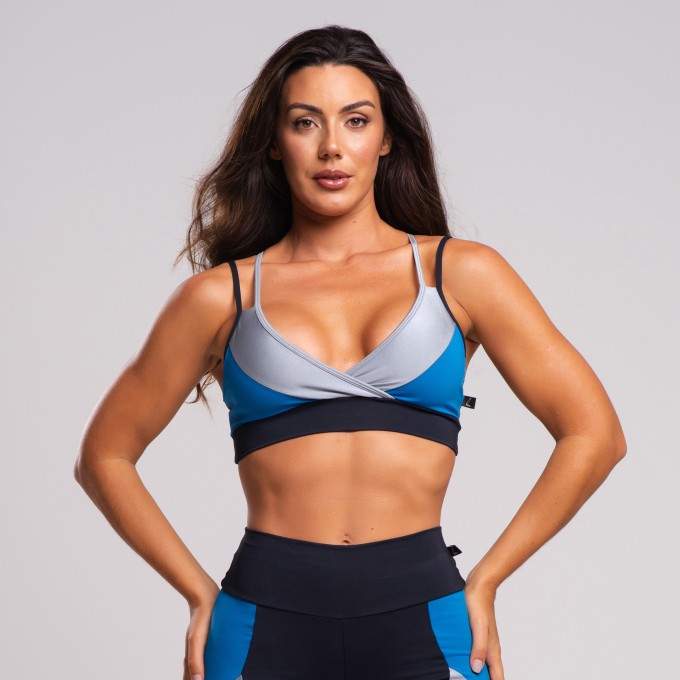 Top Fitness Alcinha Feminino Com Recortes em Cores