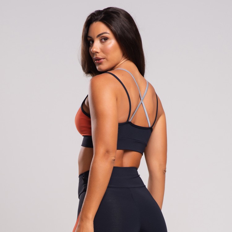 Top Fitness Alcinha Feminino Com Recortes em Cores