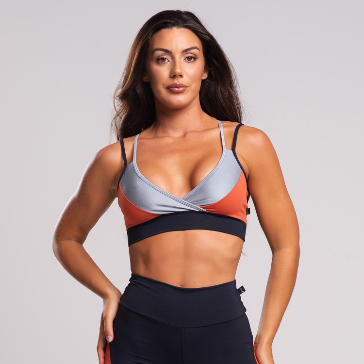 Top Fitness Alcinha Feminino Com Recortes em Cores