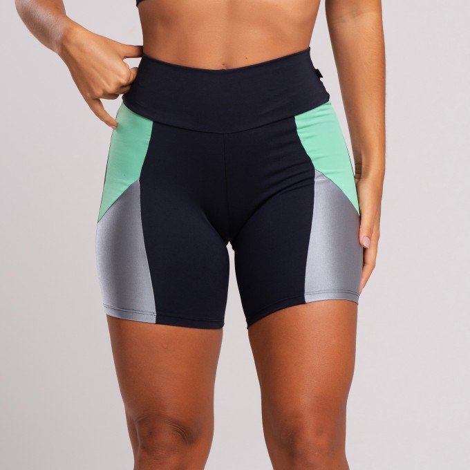 Short Fitness Feminino Com Recorte Colorido