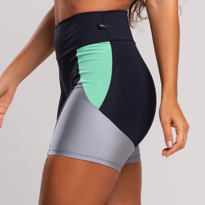 Short Fitness Feminino Com Recorte Colorido