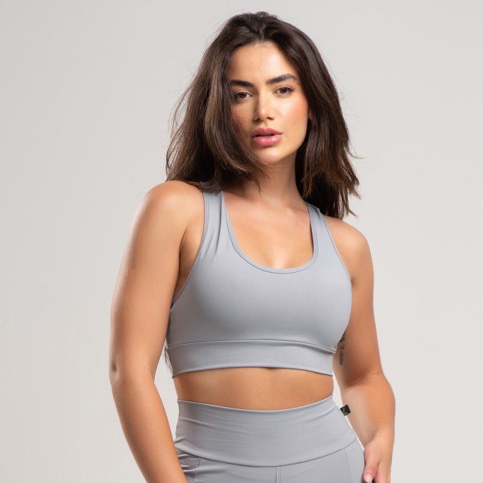 Top Fitness Feminino Básico Nadador Com Bolso Mescla