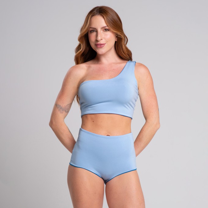 Conjunto Biquíni Hot Pant Dupla Face Frozen e Marine