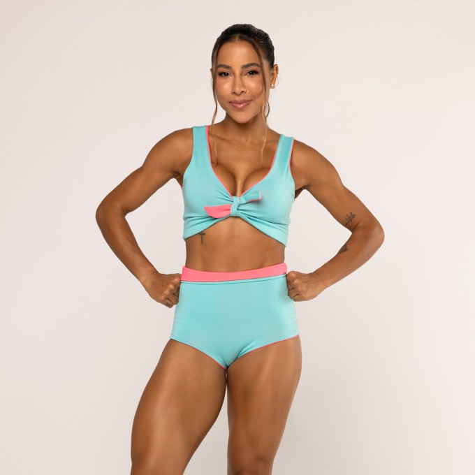 Conjunto Biquíni Hot Pant Dupla Face Tame e Rosa