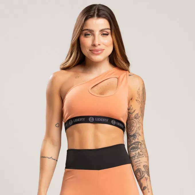 Top Feminino Fitness Cruzado no Ombro - Cocada