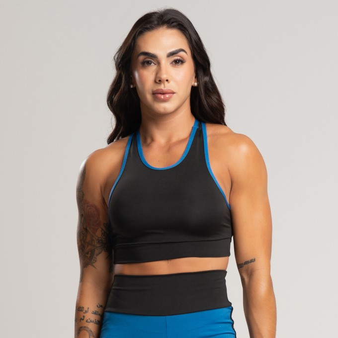 Top Nadador Elástico Personalizado Feminino Fitness - Marine