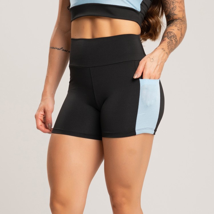 Short Fitness Up Com Bolso Preto com Frozen