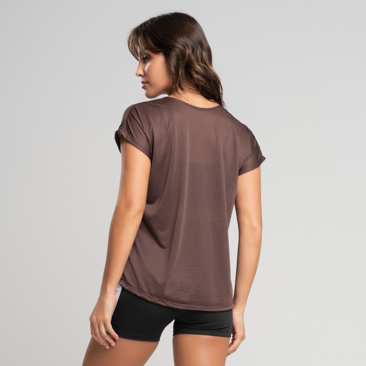 Blusa Dry Manguinha Marrom