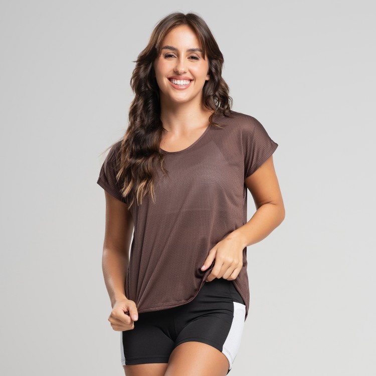 Blusa Dry Manguinha Marrom
