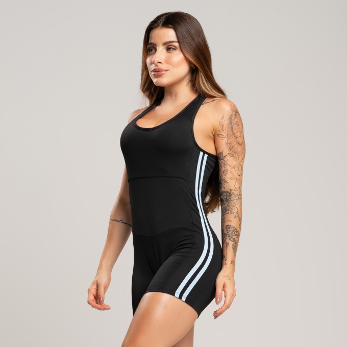Macaquinho Chapado Academia Fitness Cruzado Preto com Frozen